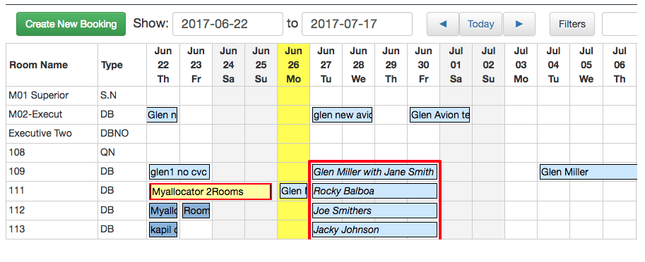 making a reservation for an exisiting group